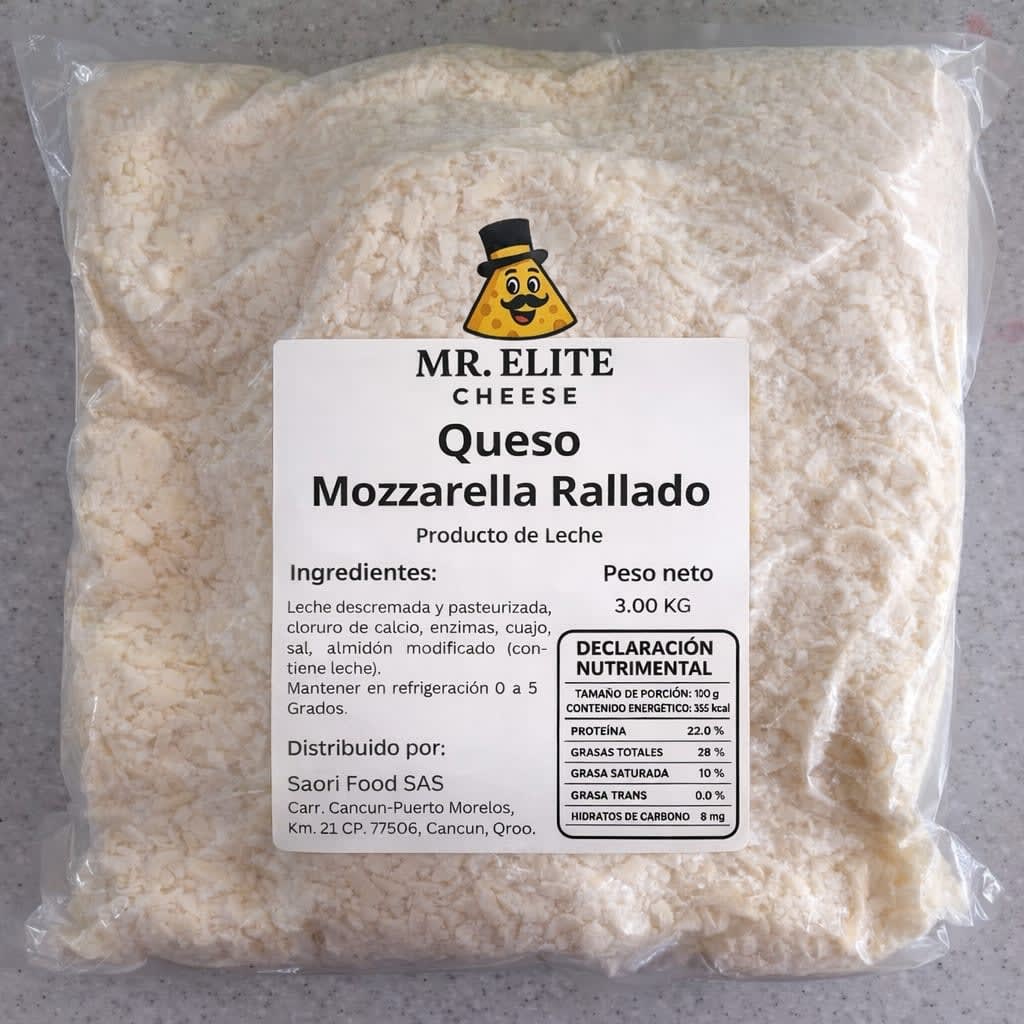 Bolsa de Queso Mozzarella Rallado Mr. Elite Cheese