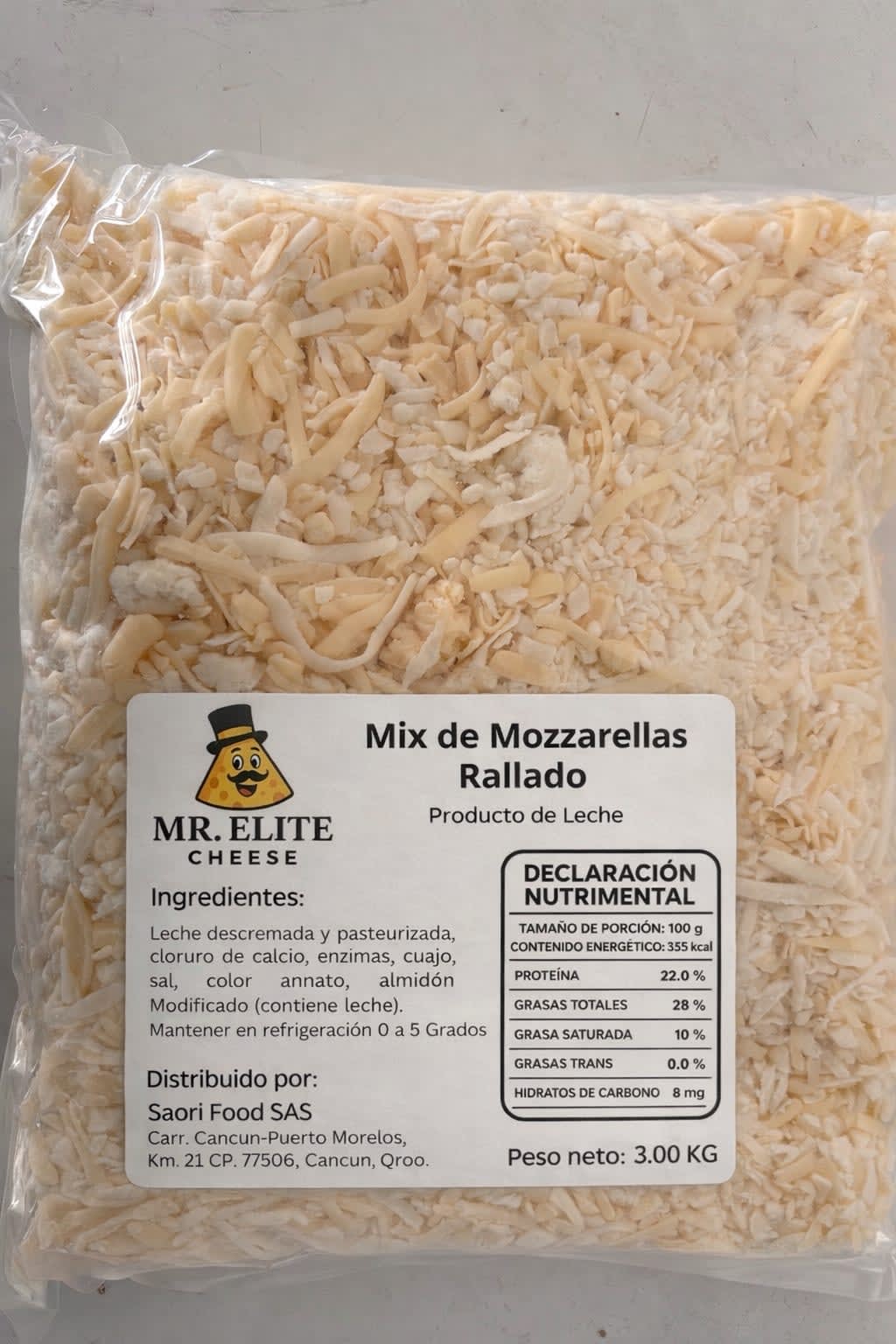 Bolsa de Mix de Mozzarellas Rallado Mr. Elite Cheese