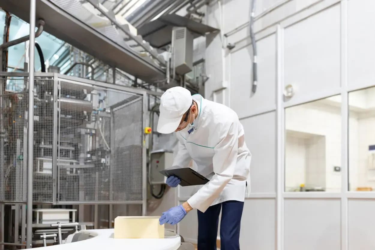 Operario en la planta de producción de quesos de Saori Food