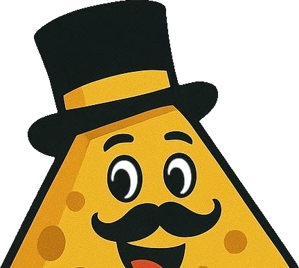 Mr. Elite Cheese, la mascota de Saori Food: una rebanada de queso sonriente con bigote y sombrero de copa